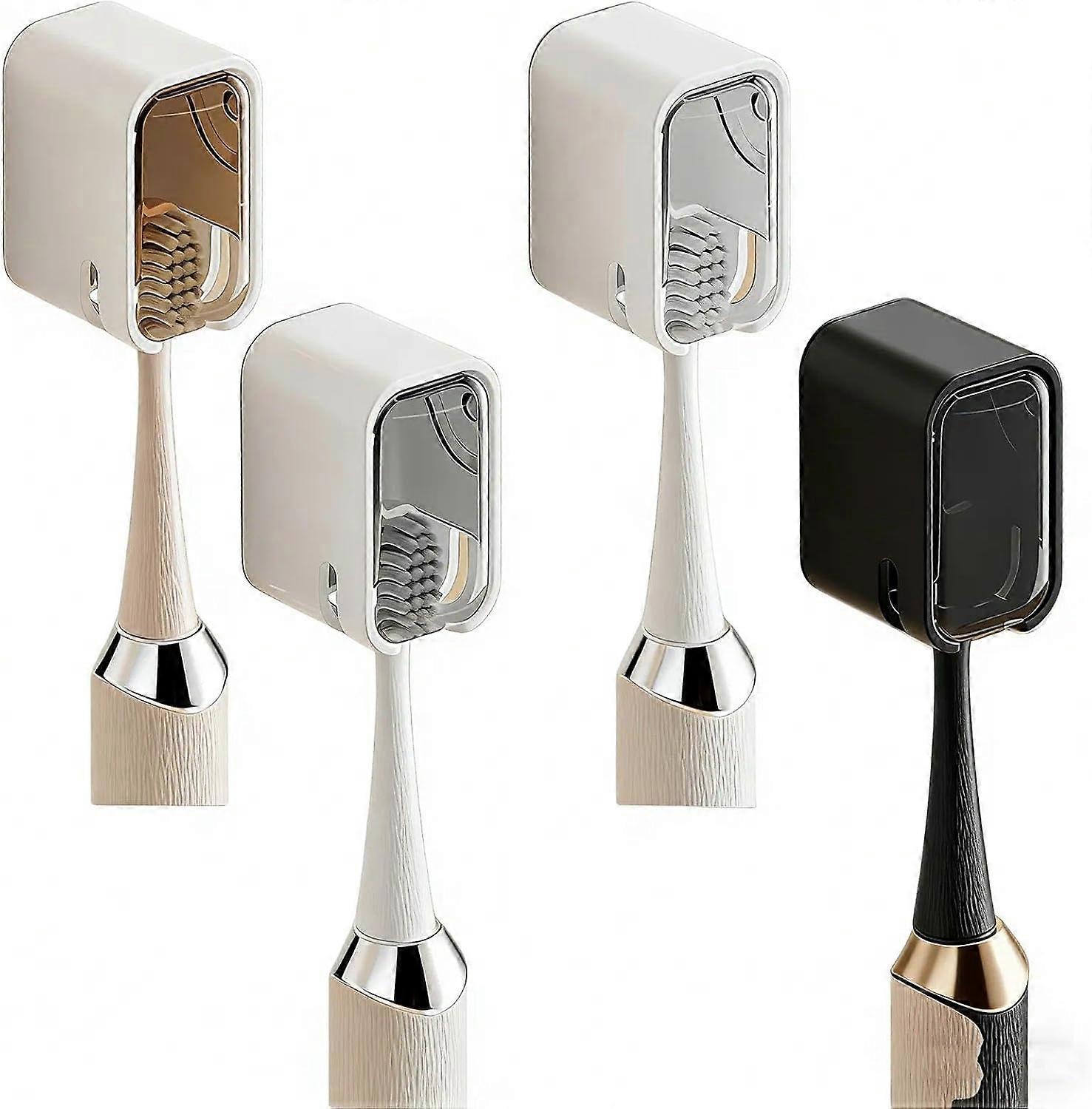 4-Piece Wall-Mounted Toothbrush Holder, Multifunctional Self-Adhesive