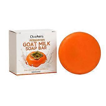 Persimmon Goat Milk Soap Bar, 100g Gentle Cleansing & Moisturizing Body Soap, Refreshing Long-Lasting Fragrance Daily Bath Soap for All Skin Types