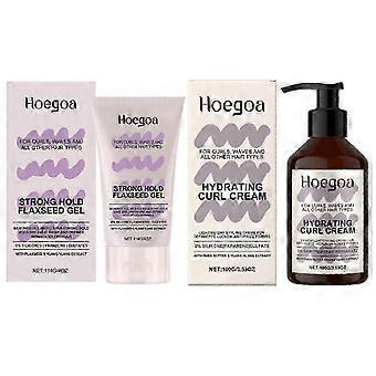 Curls Strong Hold Gel + Hydrating Curl Cream Set, Long-lasting Extra Strong Scrunch Gel for Defined Curls, Curl Cream for Smooth & Defined Curls, Anti
