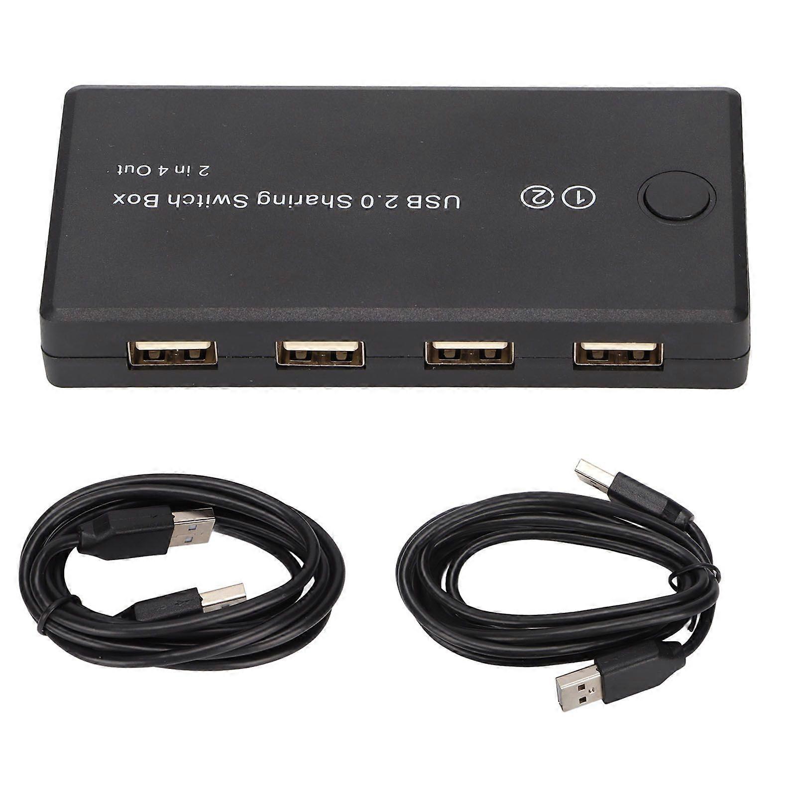 USB 2.0 Switch Selector 2 in 4 Out Great Compatibility Computer Peripheral Switcher Adapter