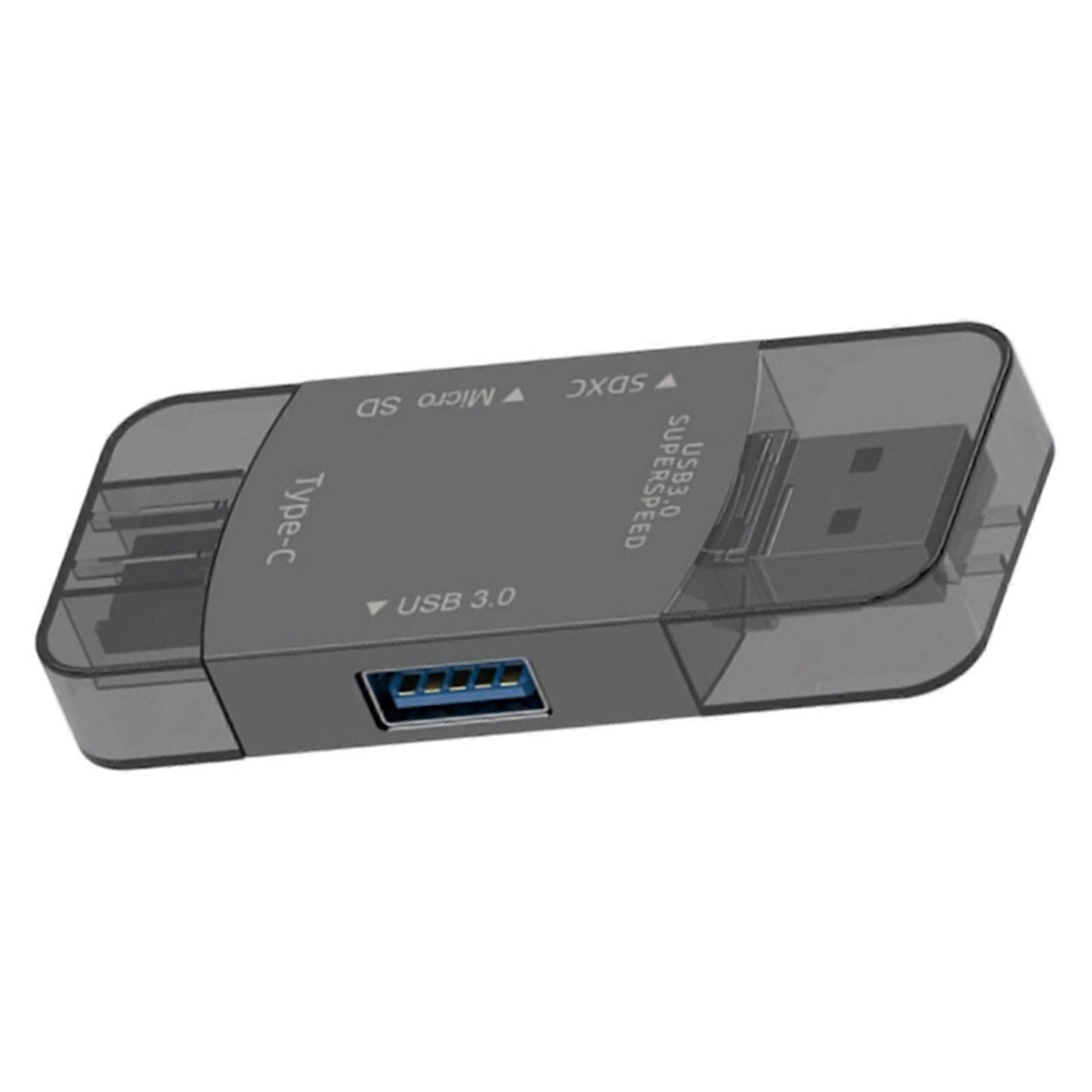 Two Port Type C Card Reader Quick Data Transfer For Storage Devices Linking Function  grey