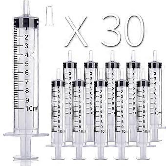 30 Pack 10ml/cc Plastic Syringe Small Syringe With Tip Cap & Individually Wrapped