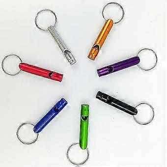 7pcs Notfall Survival Whistles mit Schlüsselring, Aluminium Kindersicherheitspfeife für Sport, Camping (zufällige Farbe)