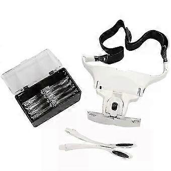 5 Lens Magnifying Glasses LED Light Lamp Head Headband Magnifier Grafting False Lashes Supplies Eyelash Extension Makeup Tools,L