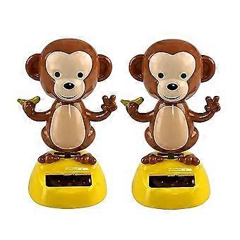 2Pcs Solar Powered Dancing Monkey Figurines Dual Set for Car Dashboard and Desk Decor for Kids