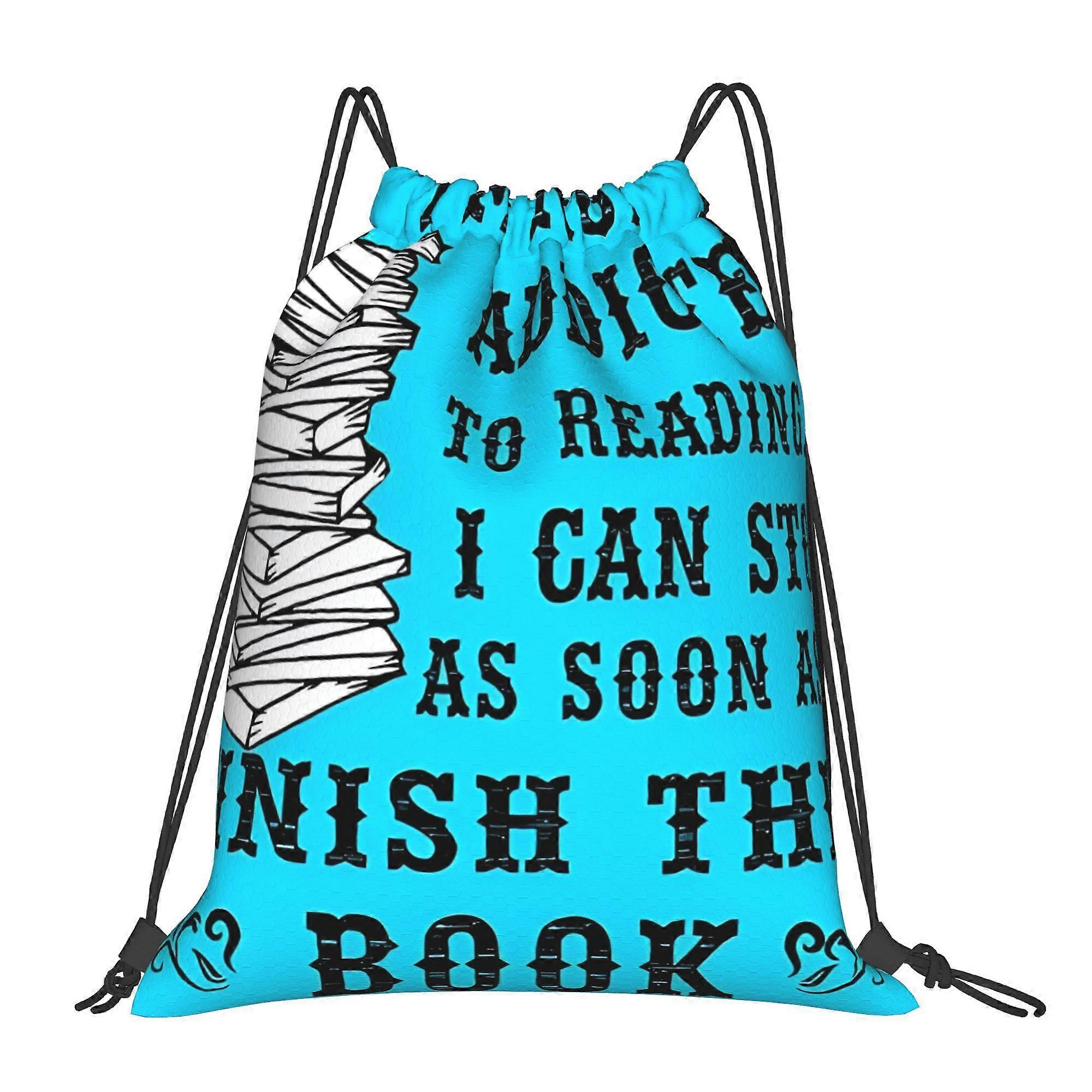 1pc Addicted Reading Finish Drawstring Backpack-Cqazw