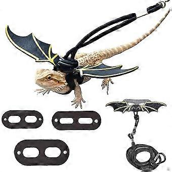 Adjustable Lizard Leash Bearded Dragon Harness Cool Leather Wings -t