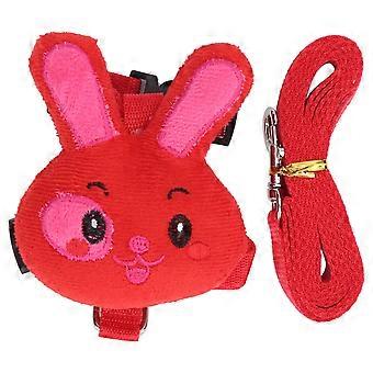 Conjunto de coleira e peitoral para coelho de estimação pequeno, nylon durável para puxar e andar, vermelho S