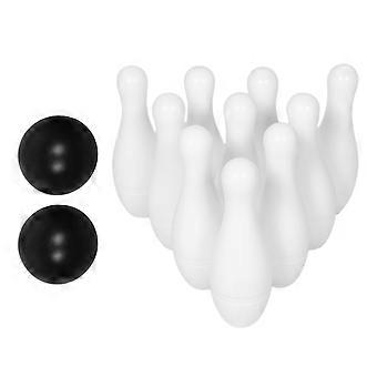 Bowling-Set für Kleinkinder, 1 Set, silberne Kunststoffkegel, 10 Kegel und 2 Kugeln