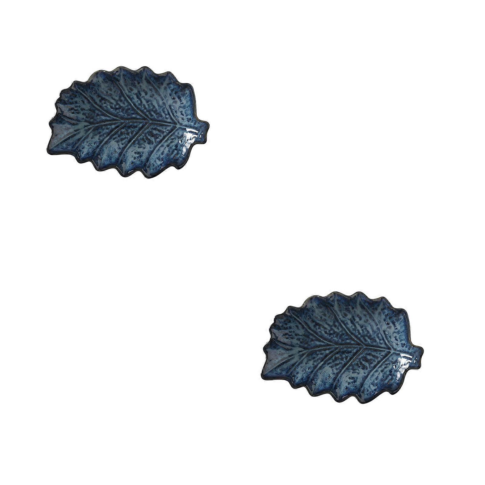 Leaf Shaped Plate Porcelain for Dining Table Server 2Pcs