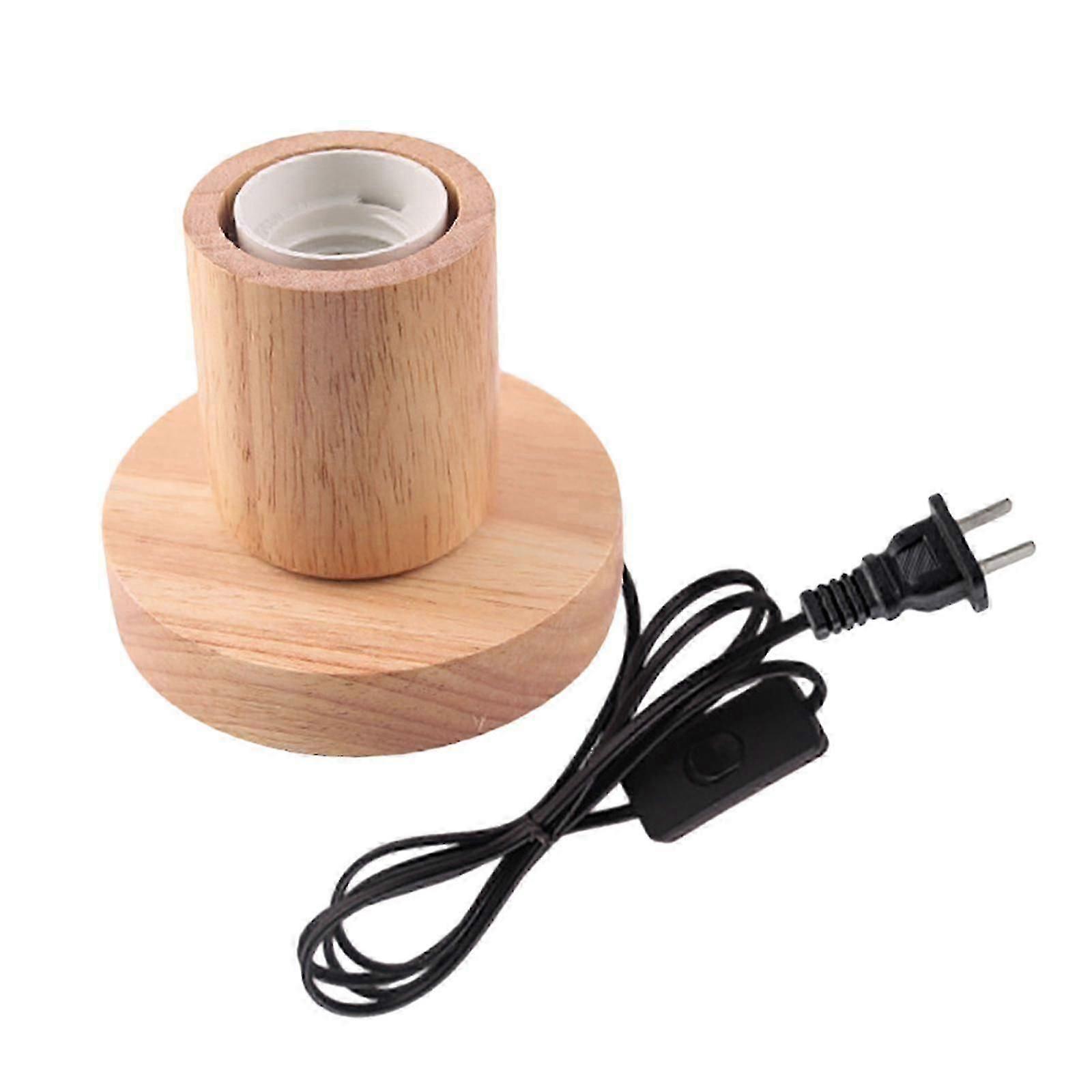 Rustic nightlight for bedroom with wooden base and plug