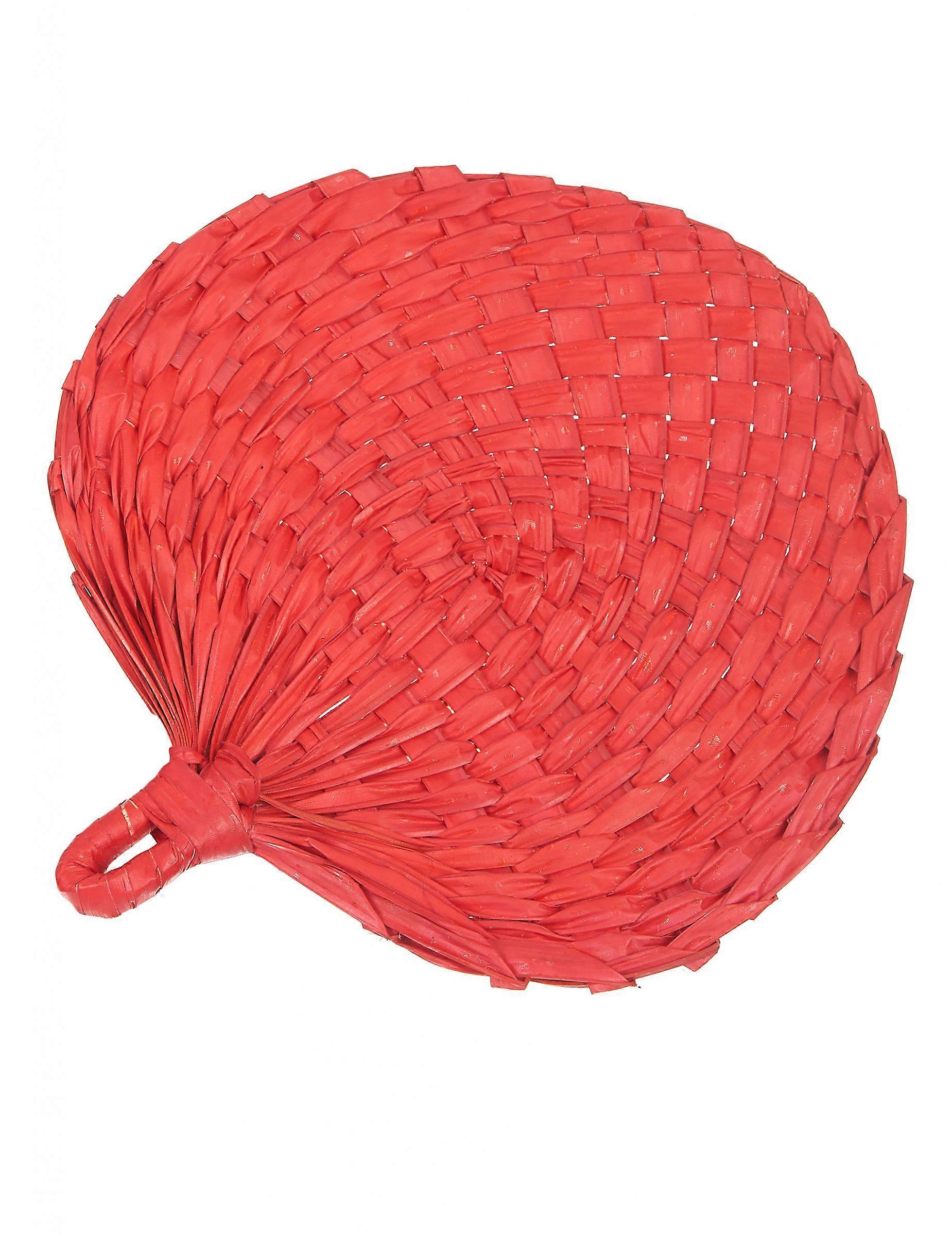 Adult red straw fan