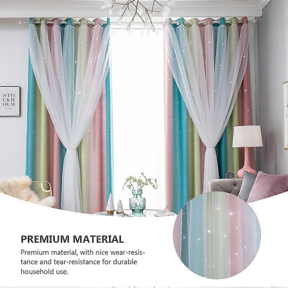 Pink Window Curtain Double-Layer Insulation Curtain for Home Use 4Pcs