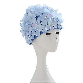 Dames Vintage Floral Swim Cap 3D Petal Design Waterdichte Badmuts voor Dames