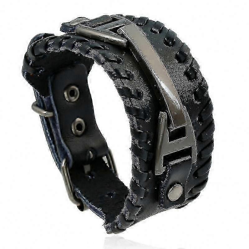 Adjustable Leather Braided Cuff Wrap Bracelet for Men