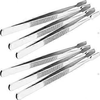 False Eyelash Clip Stainless Steel Stamp Tweezers for Precision Work 6Pcs