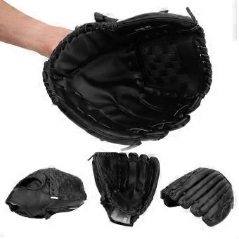 PVC Thicken Baseball Glove Training Competition Gloves for Adults Children(Black 12.5inch)