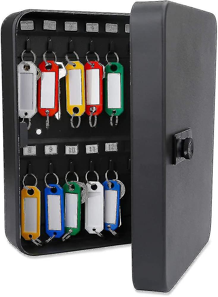 28 Key Steel Security Lock Box With Combination Lock - Black