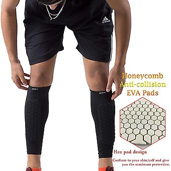 Fodbold Shin Guards Pads Kompressionsærme Med Honeycomb Pads