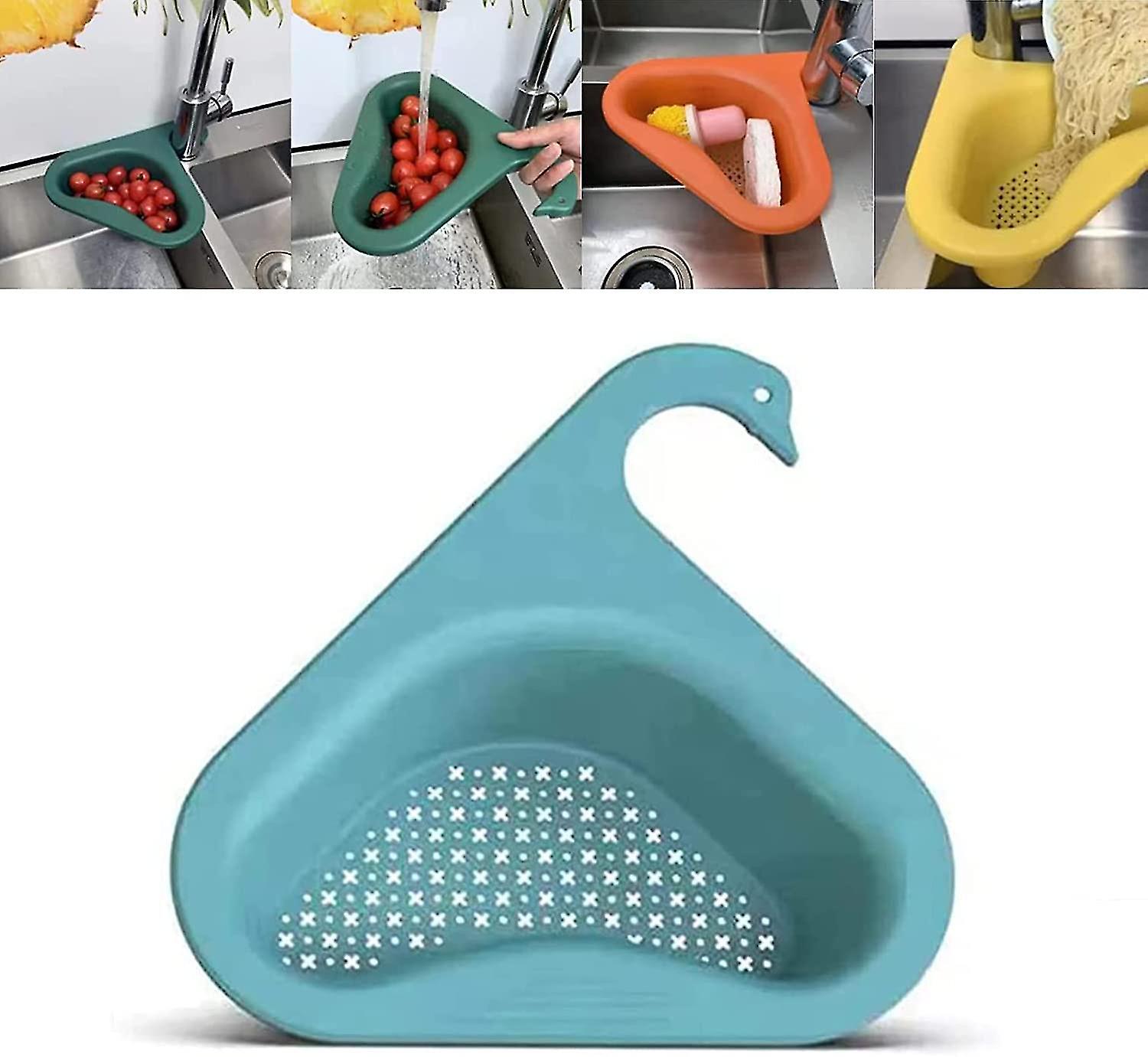 Drain Basket For Kitchen Sink, Triangle Sink Drain Rack Corner Kitchen Sink Strainer Basket, Multifunctional Kitchen Triangle Sink Filter