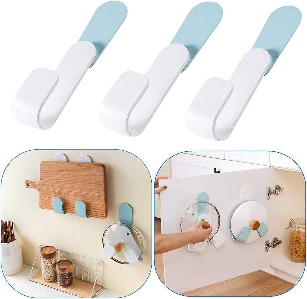 GLEAVI 3 Pairs Pot Lid Organizer Racks - Adhesive Wall Mount Lid Holders, No Drilling, Space-Saving Kitchen Storage (ABS)