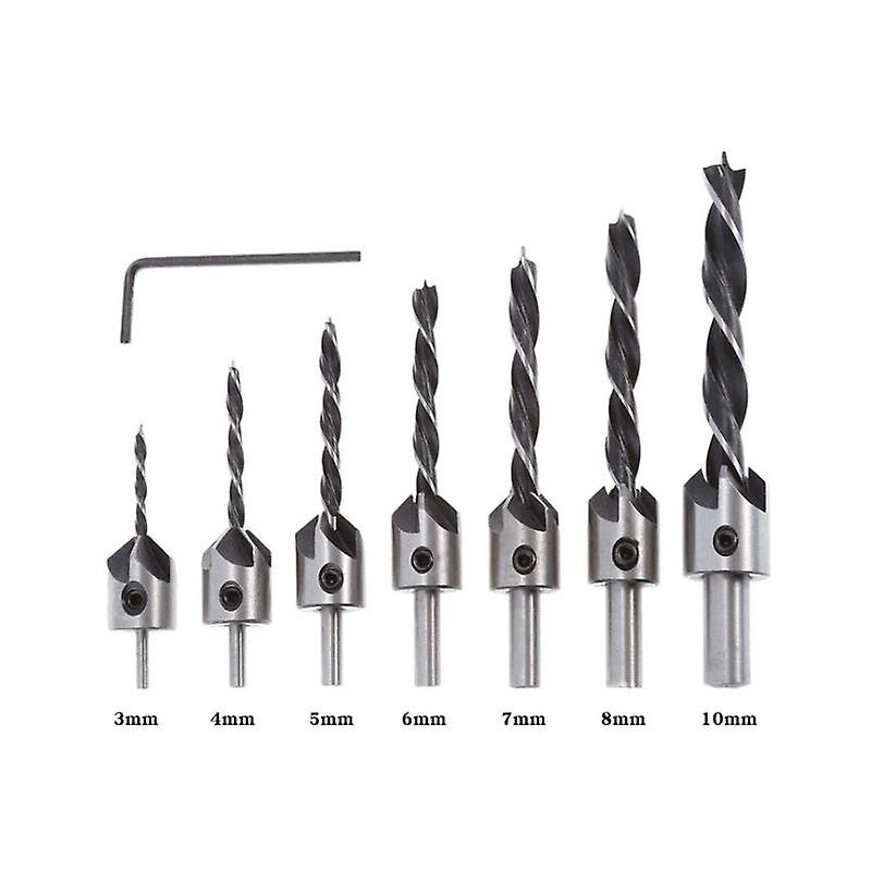 Woodworking Three Point Countersink Drill Bit Woodworking Reamer Drill Bit Wood Chamfering Device Guide Drill Bit 3mm-10mm High Speed ​​Steel Counters