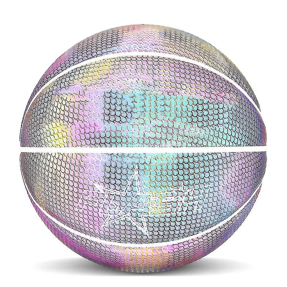 Holographic Glowing Reflective Basketball Lighted Glow Basketball Night Game Portable New