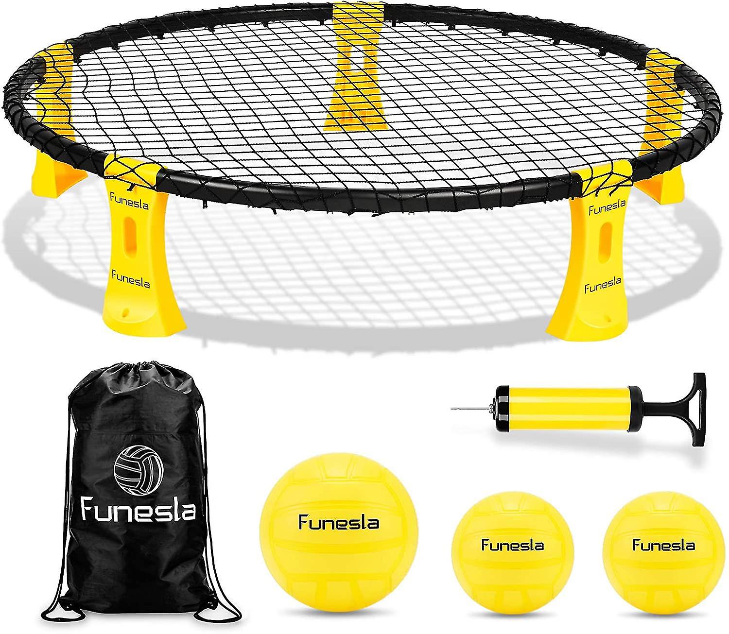 Funesla Spike Game Set Strikeball Standard 3 Balls Kit - Upgraded Spike Ball Playing Net Game For The Beach Backyard Park And Indoor