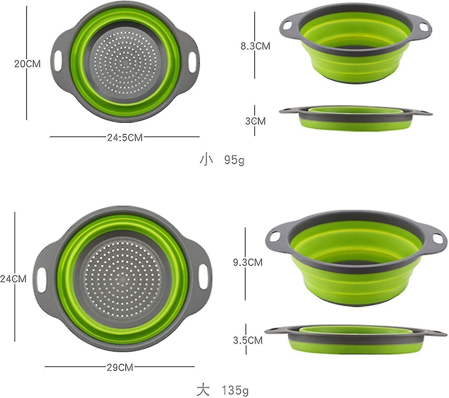 2pcs Set Silicone Colander, Foldable Filter,fruit and Vegetable Basket