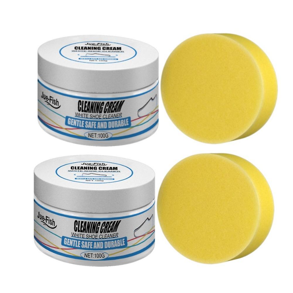 2 قطع أحذية بيضاء تنظيف كريم البقع مزيل الأحذية تبييض كريم التطهير لجميع الأغراض