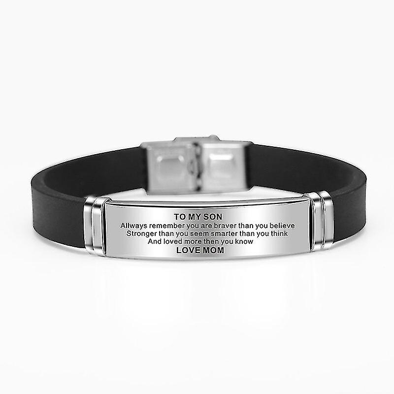 Nouvelle mode bracelet en silicone cadeau pour hommes père fils courage bracelet gravé mon fils je t’aime cadeaux de fête des pères
