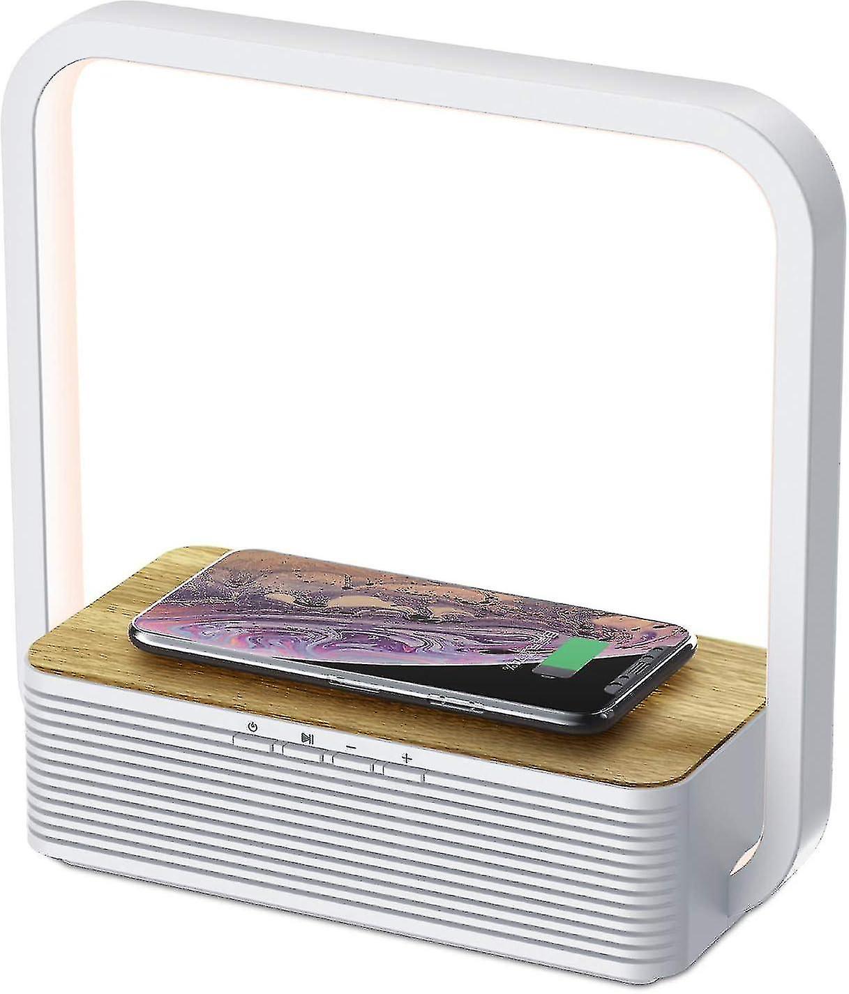 Nachttischlampe Qi Wireless Charger LED-Schreibtischlampe Bluetooth-Lautsprecher mit Touch-Steuerung 3 Helligkeit Lev