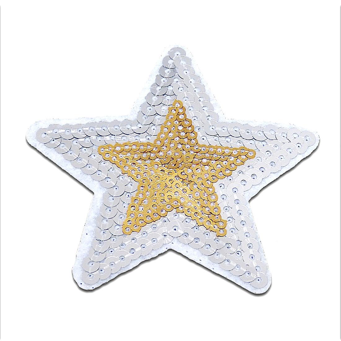 Patch - Star with sequins – gold/silver – 7.5x7.9cm - patch