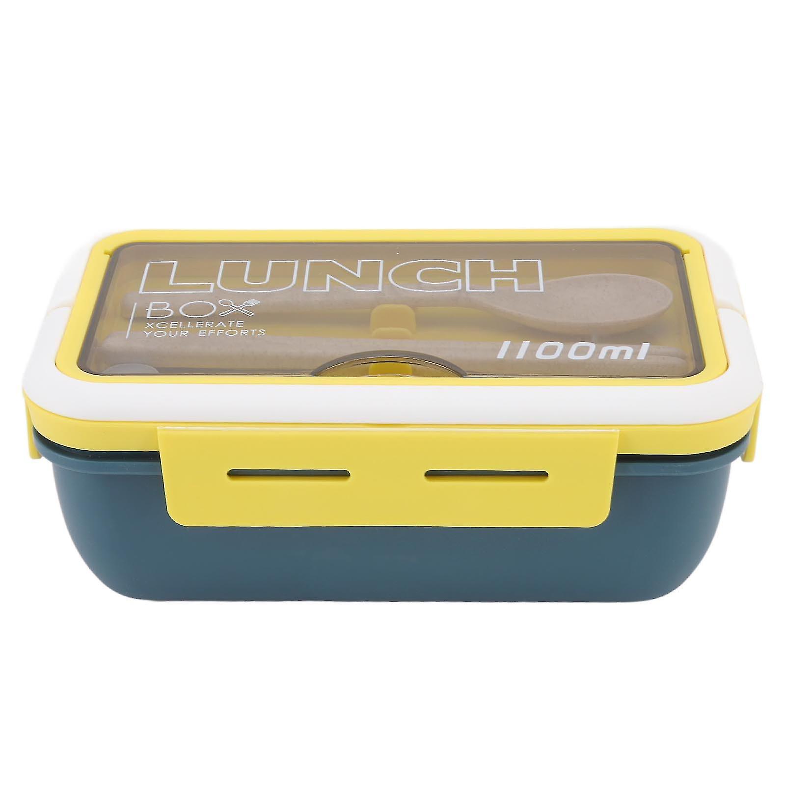 1100ml 2-Compartment Bento Lunch Box for Office and School, Durable Plastic, Microwave Safe, Easy to Clean