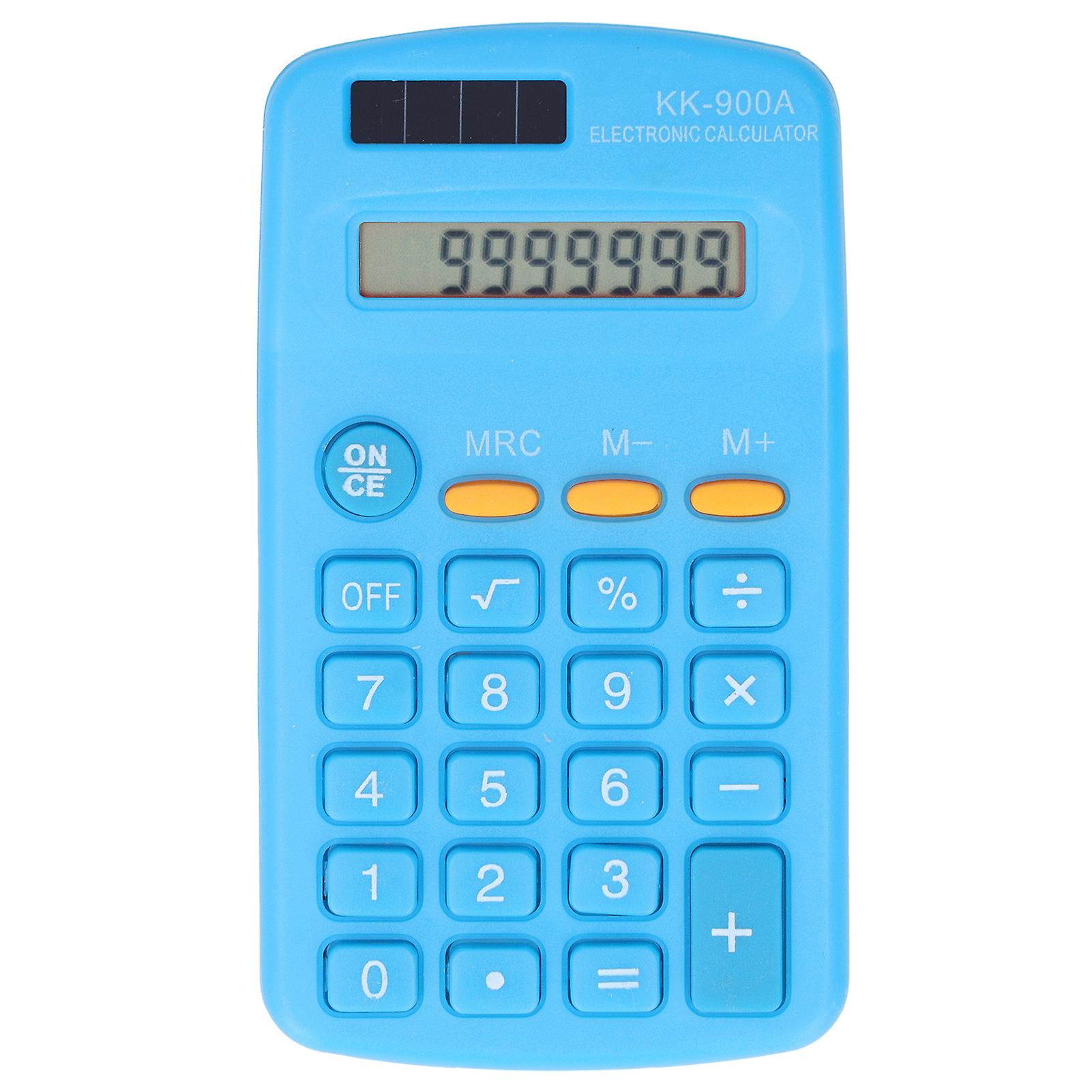 Mini Portable 8 Digit Calculators with LCD Display, Sensitive Button, Solar Battery, Dual Power Supply, for Office, School, Business, Blue
