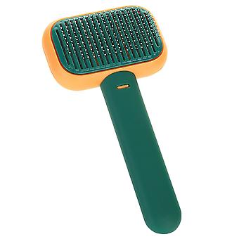 Pet Självrengörande Slicker Brush Universal Ta bort Flytande Hår Massage Katt Grooming Borste För Katter Hundar Orange Grön