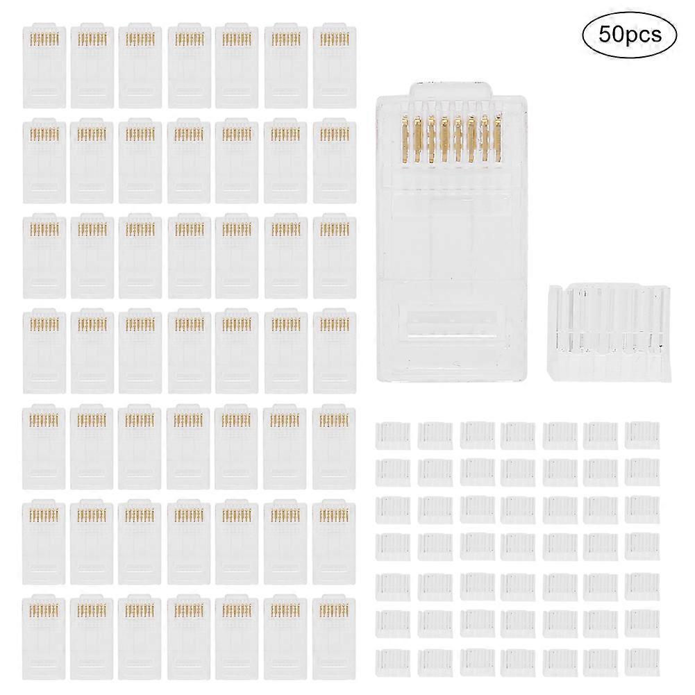 50PCS Ethernet RJ45 Connector Unshielded Network 8P8C Connector Modular Plug Crystal Head