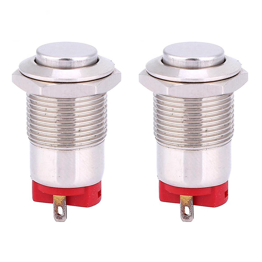 2Pcs 12mm High Flush Metal Push Button Switch - Latching, Waterproof, 2 Pins