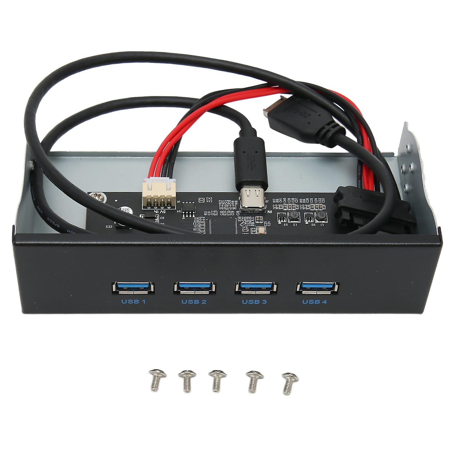 USB 3.2 Front Panel Hub 5.25in 4 Ports 10Gbps Stable Plug and Play Optical Drive Front Panel for Desktop Motherboard Optical Drive 4USB TYPE E 