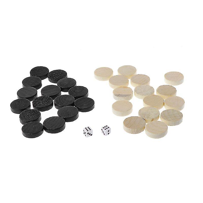 30pcs Wooden Draughts Backgammon Chess Pieces For Draughts & Checkers