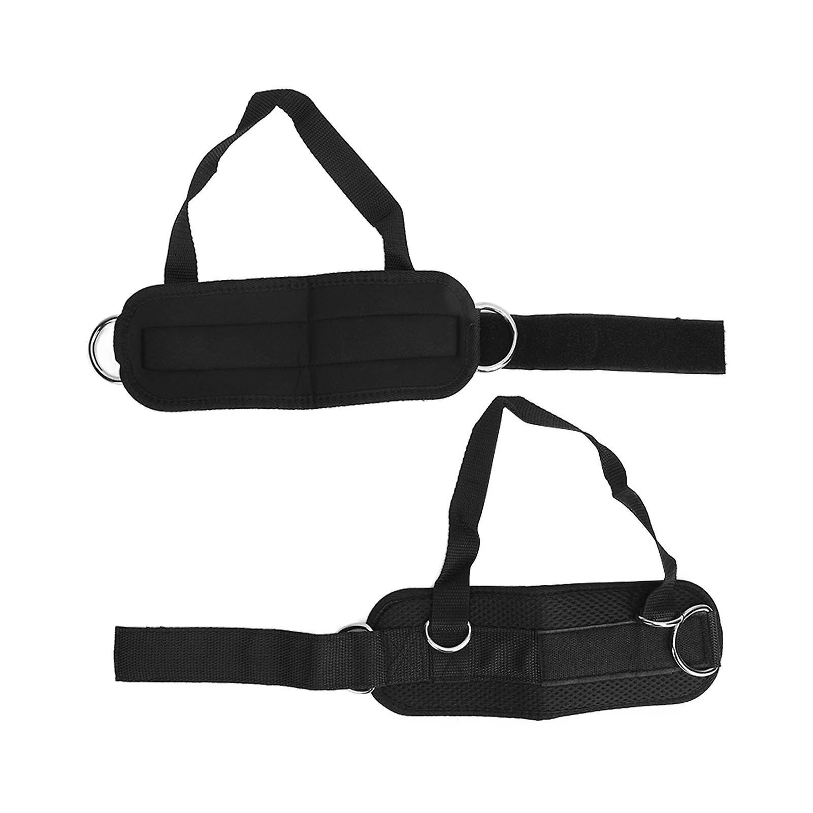 2-Pack Adjustable Black Ankle Cuffs with Hook & Loop for Cable Machine Workouts