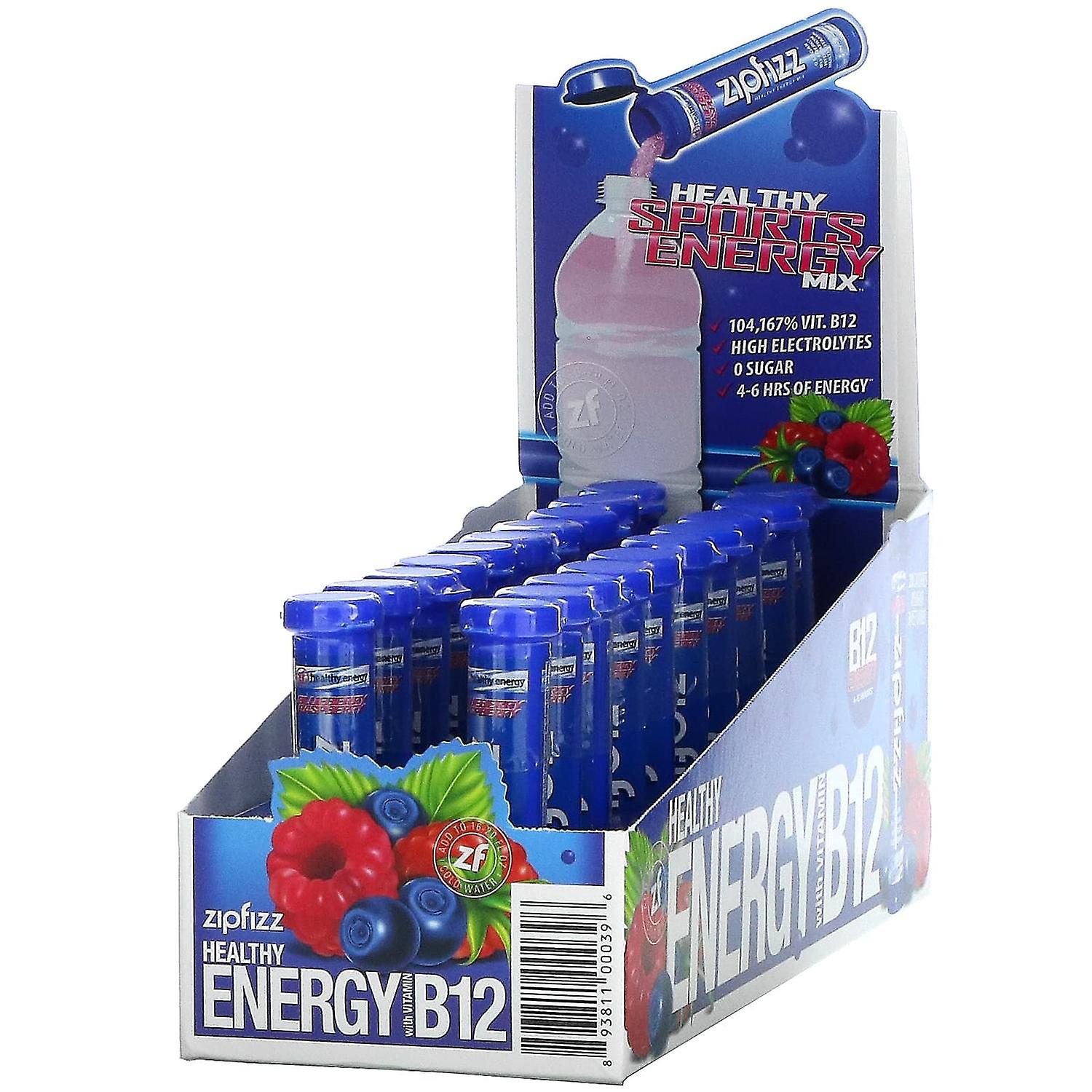 Zipfizz, Healthy Sports Energy Mix with Vitamin B12, Blueberry Raspberry, 20 Tubes, 0.39 oz (11 g) E