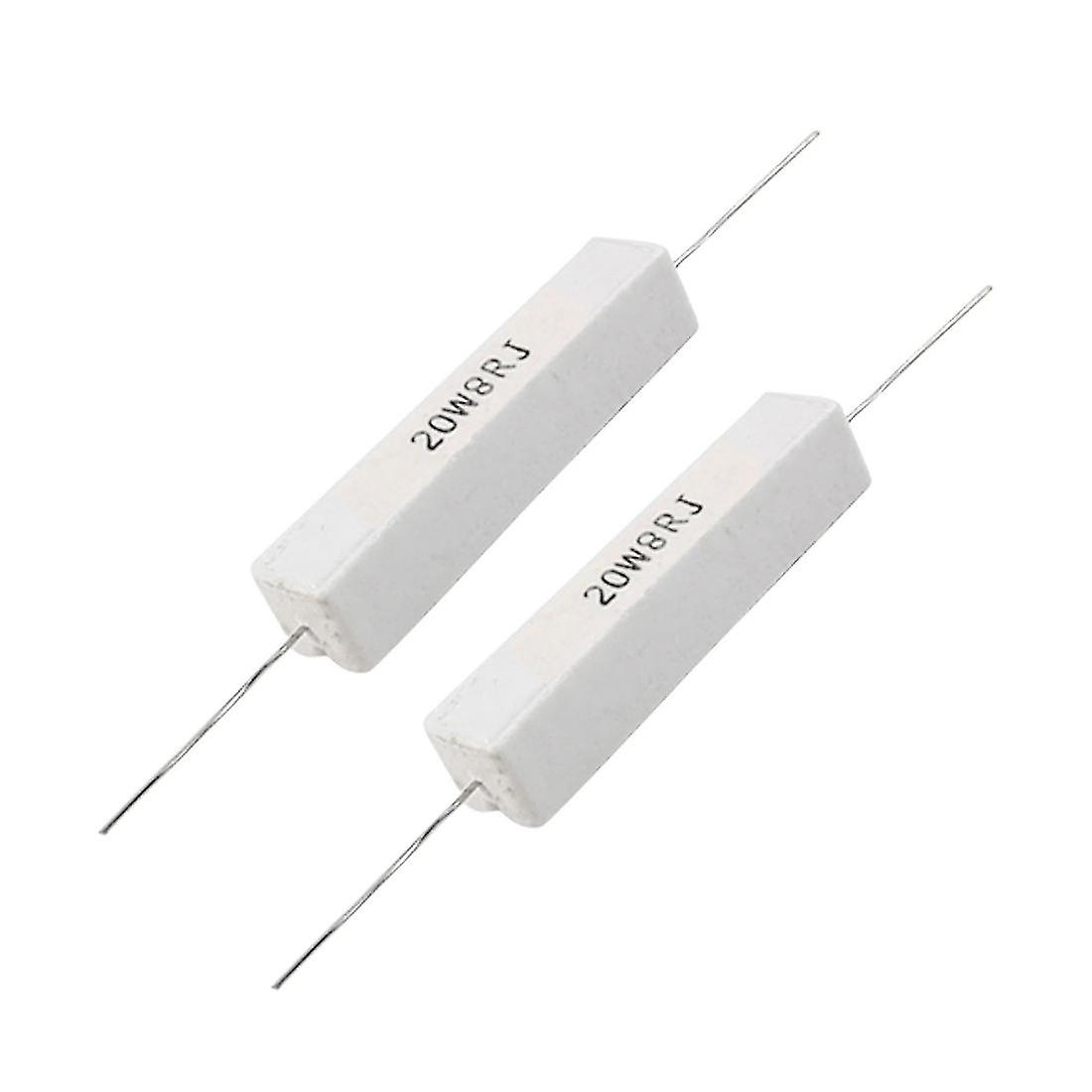 2 Pcs Wire Wound Ceramic Cement Resistor 8 Ohm 20W 5%