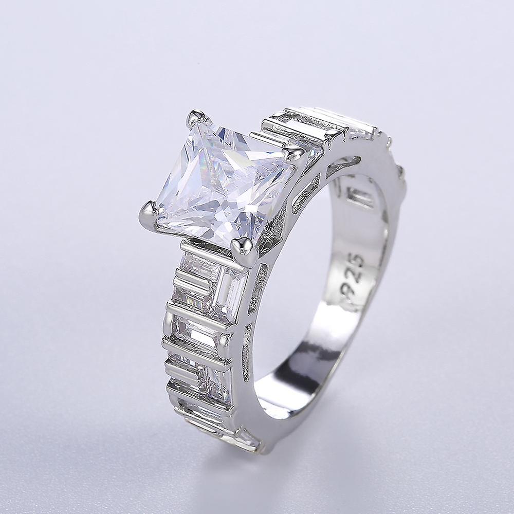 Handmade 925 silver plated ring with zircon with large stone