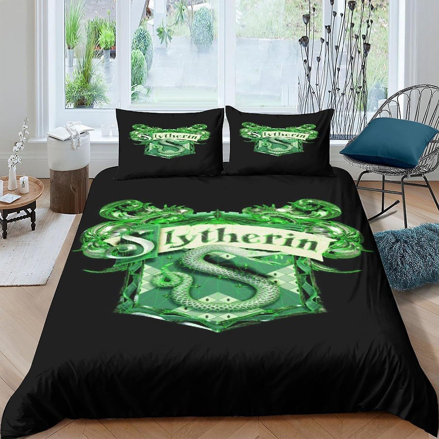 ARIJORJA magic academy Bettbezugs-Set 3D-Abzeichen Muster Printe Bettwäsche Steppdecke Bettbezug SetWeiches Mikrofaser-Abzeichen Steppdecke Doppelt