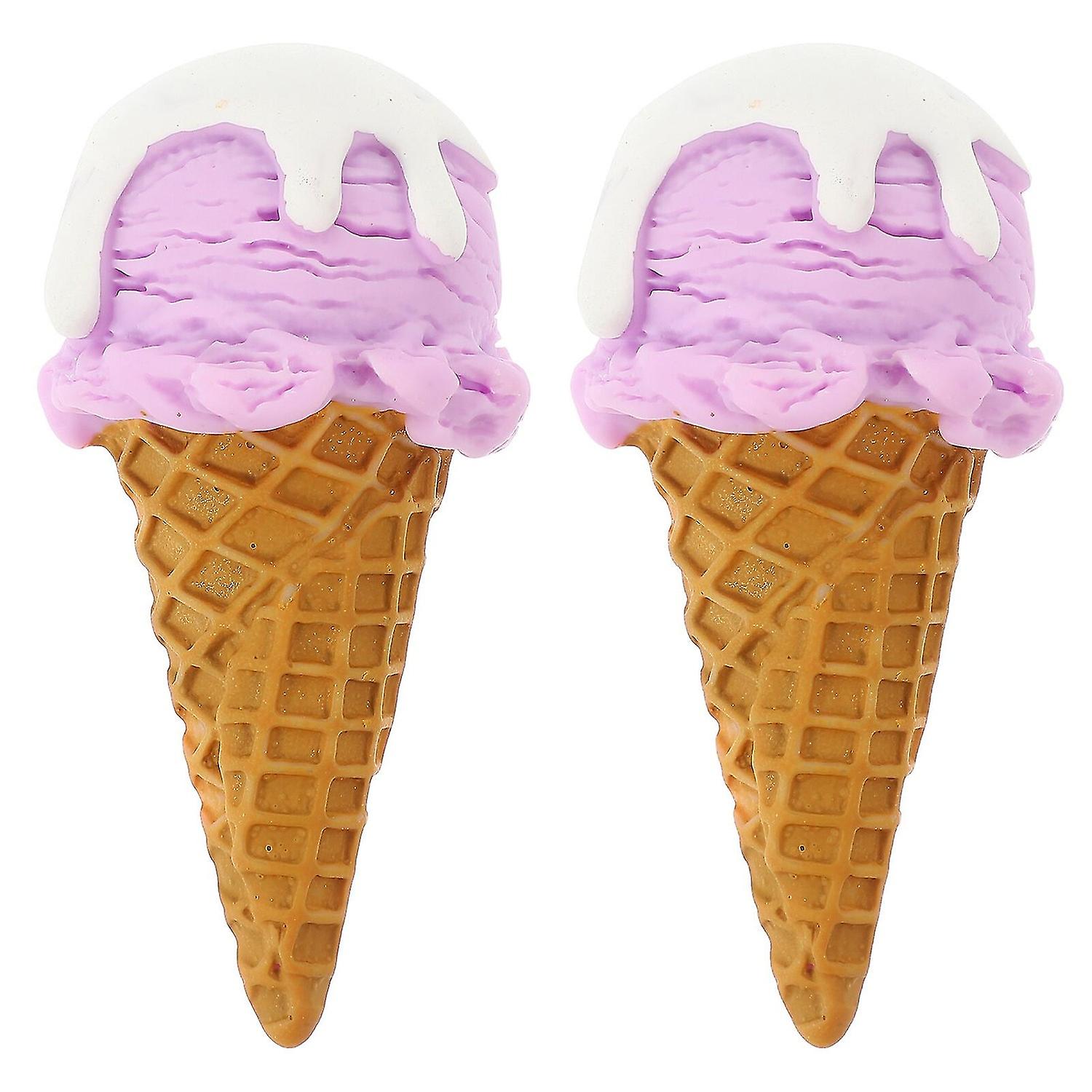 2pcs Fake Ice Cream Cone Artificial Ice Cream Model Dessert Prop Shop Display Photo Prop