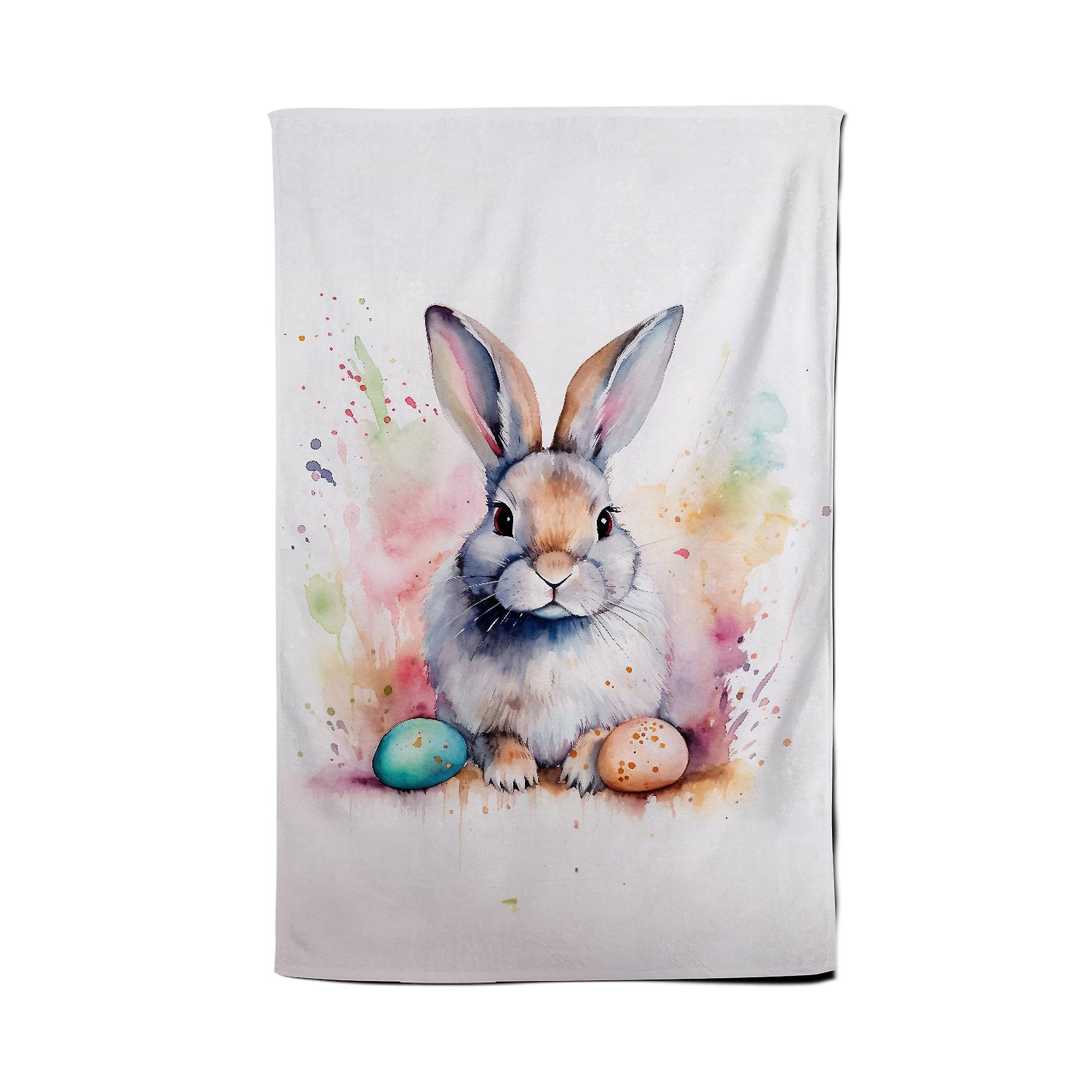 Easter Bunny Watercolour Tea Towel