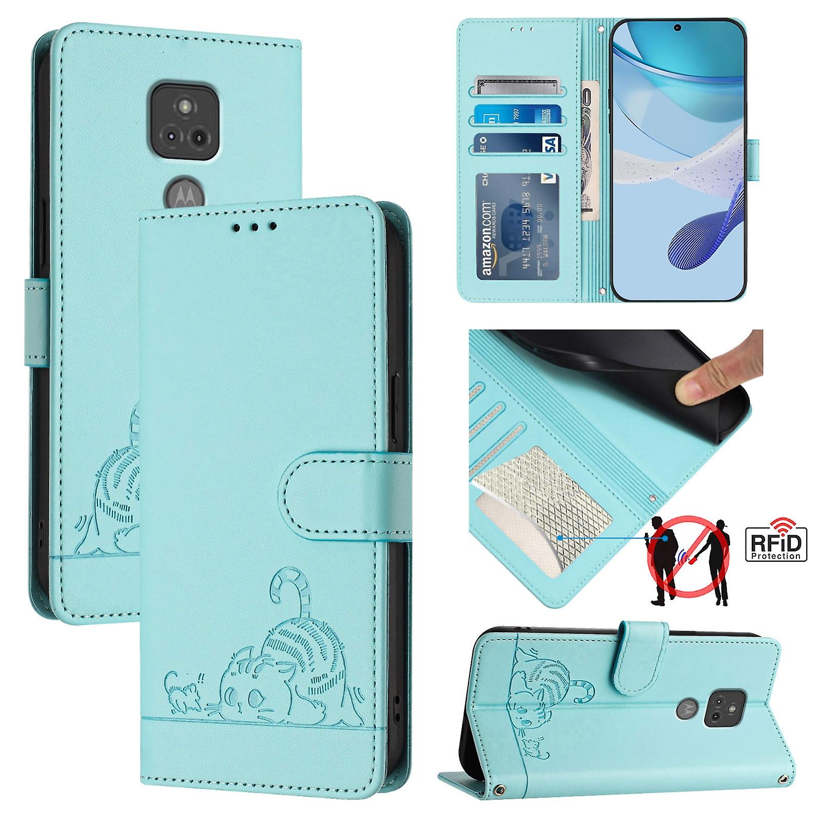 Cat Pattern PU Case For Motorola Moto G Play 2021