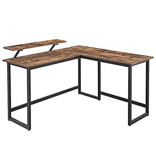 Bureau élégant en forme de L avec support d’écran et pieds réglables