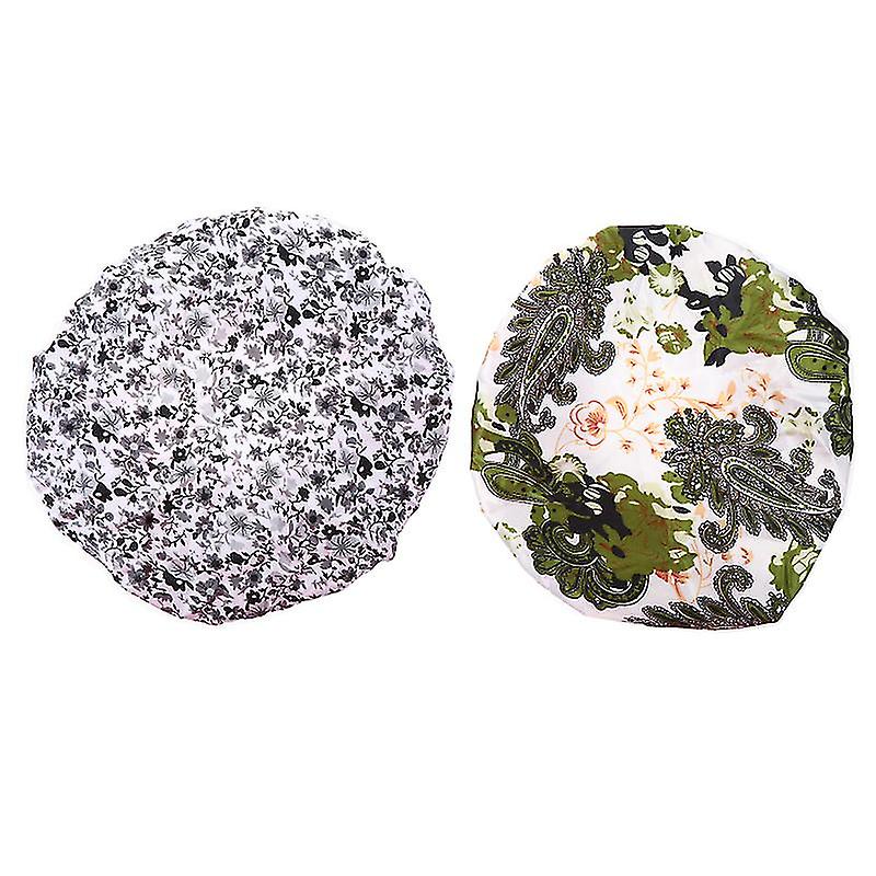 2pcs Printing Shower Cap